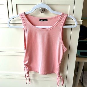 Pink tank top with ties